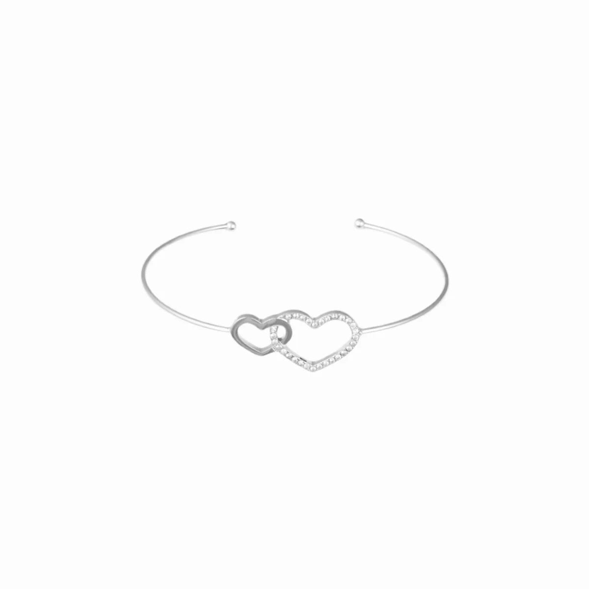 Bangle Two Heart Bracelet - Silver
