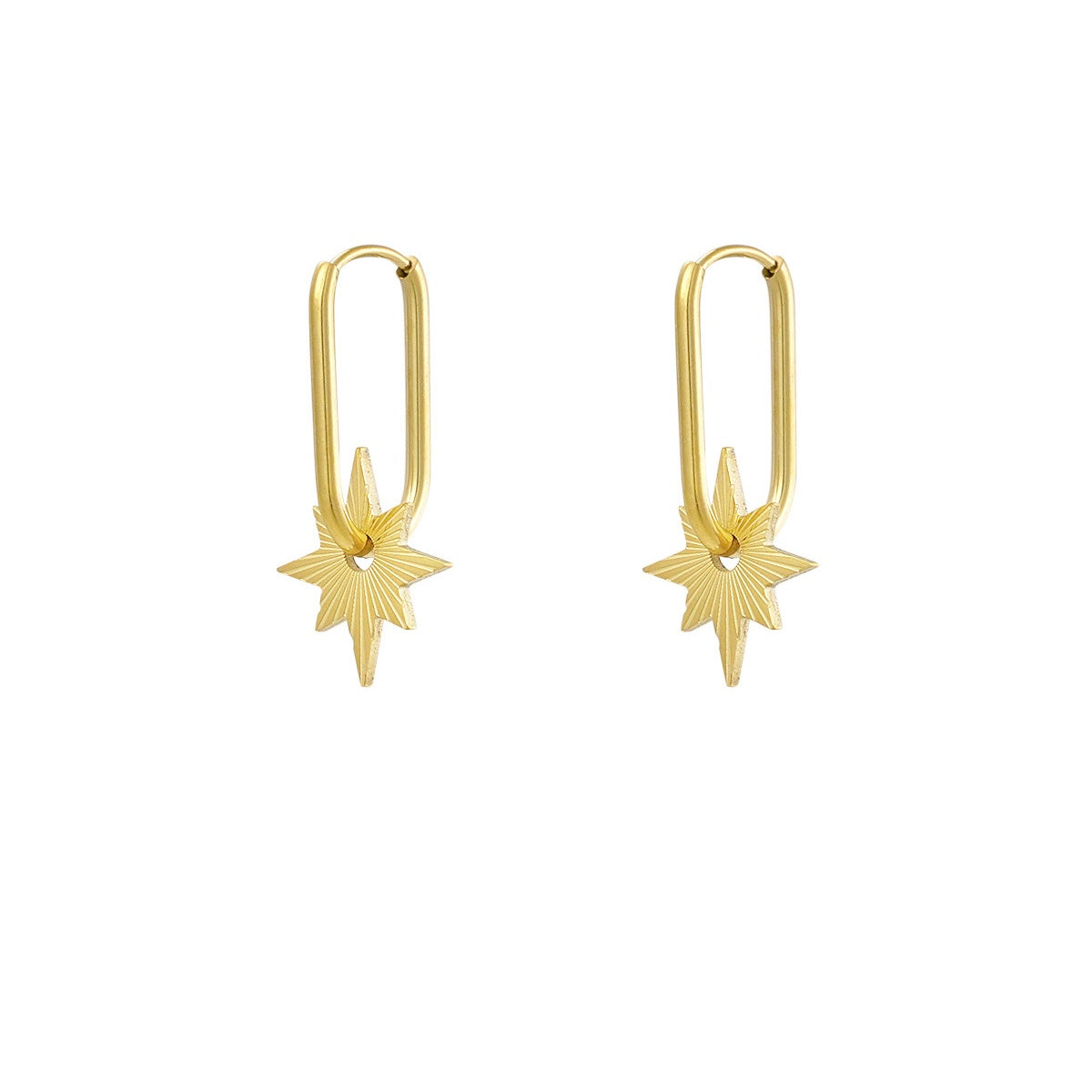 Long Star Earrings - Gold