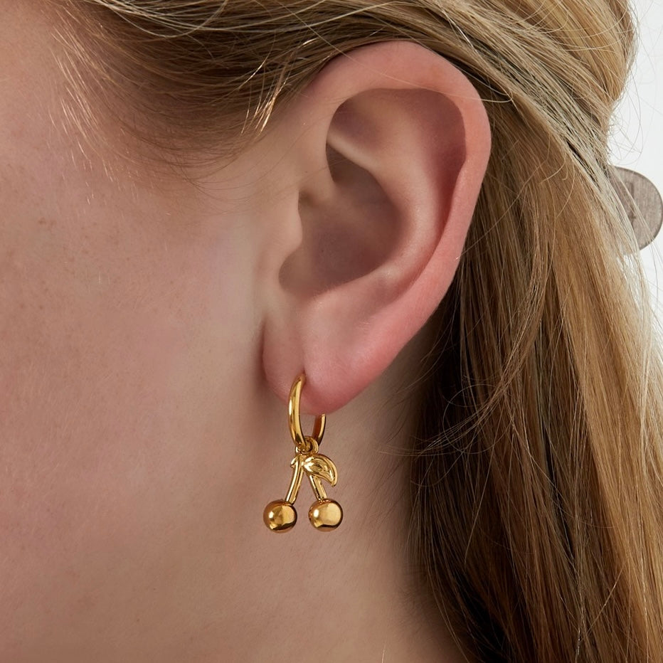 Basic Cherry Earrings - Gold