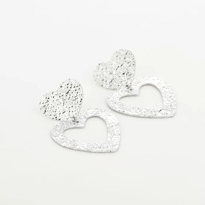 Veronique Heart Earrings - Silver
