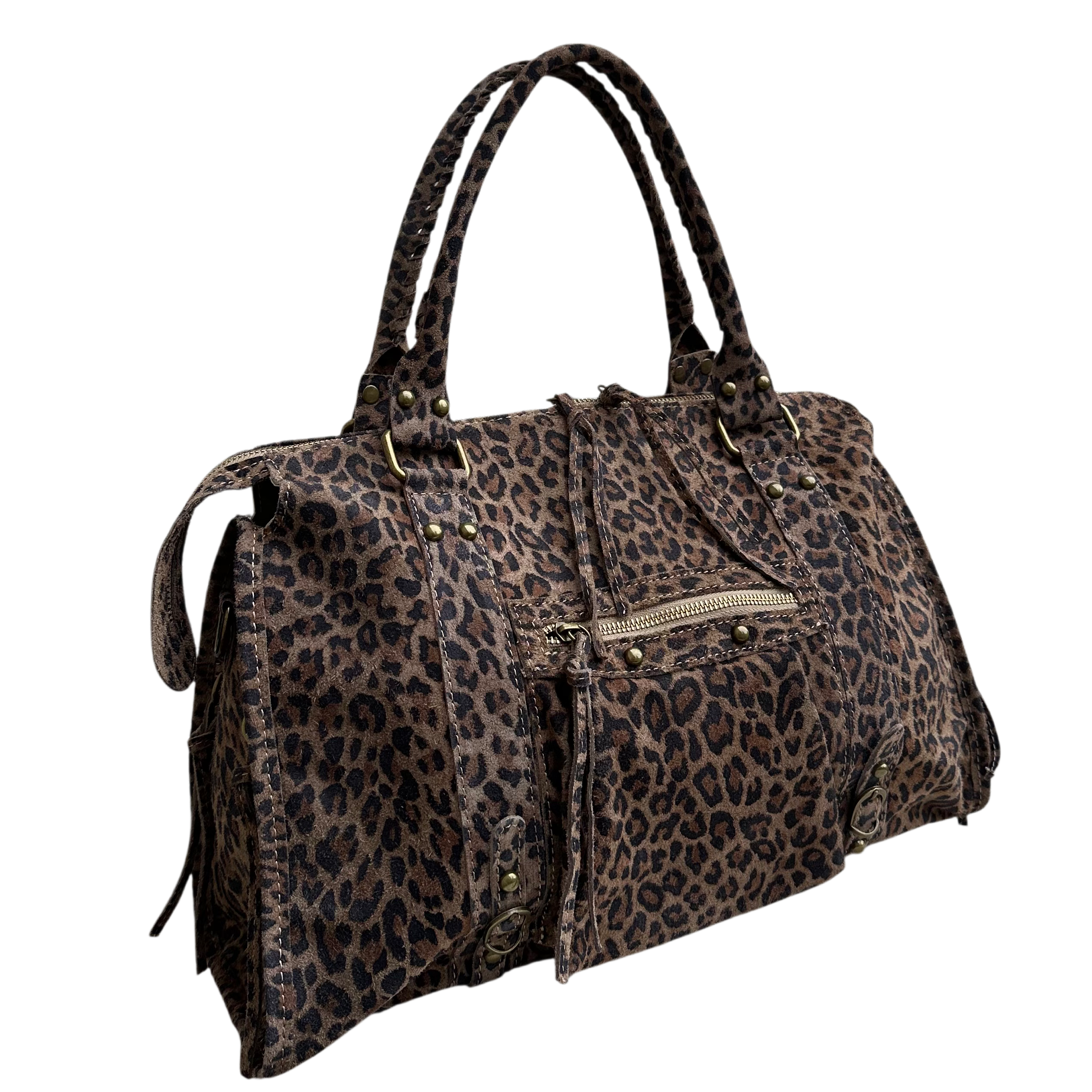 Liv Echt Leer XL Tas - Donker Leopard