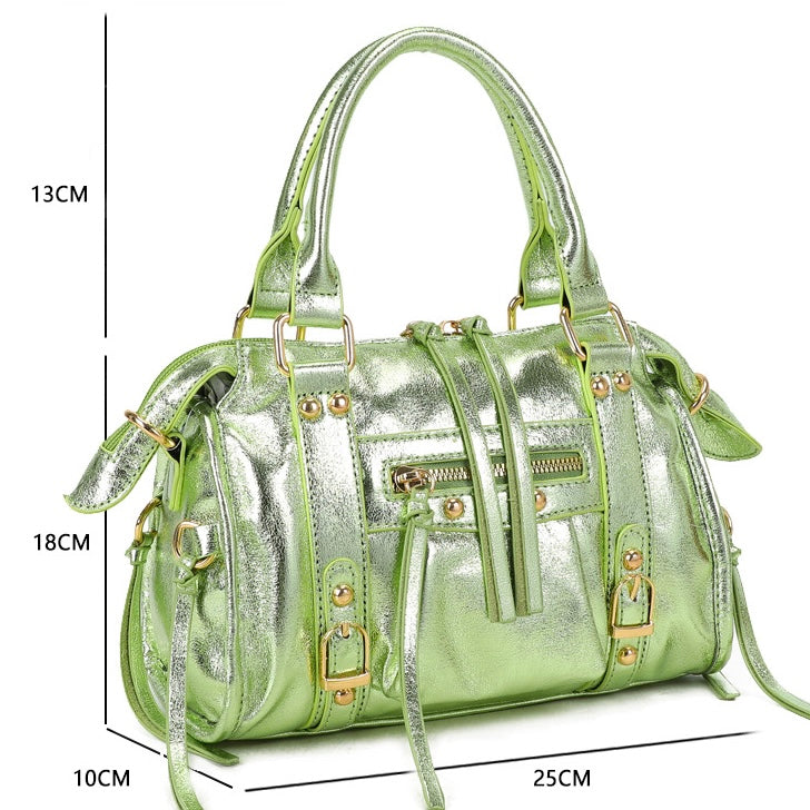 Liv Shiny Medium Tas - Metallic Appeltjes Groen