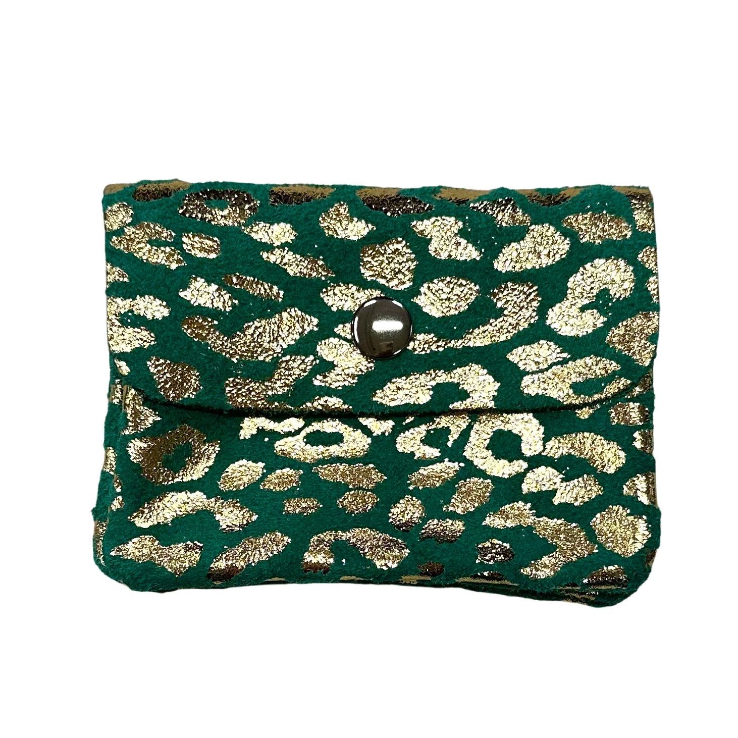 Mini Portemonnee Echt Leer - Leopard Groen met Goud