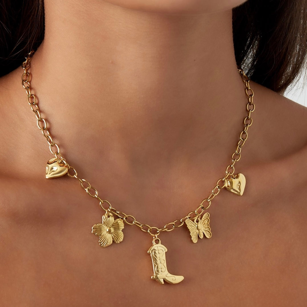 Figure Cowboy Necklace - Silver