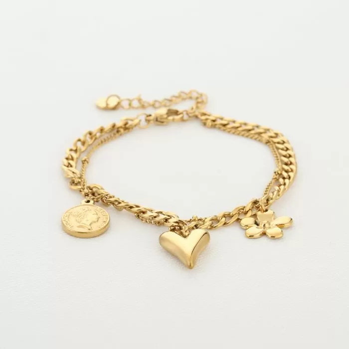 Bedels Double Clasica Bracelet - Gold