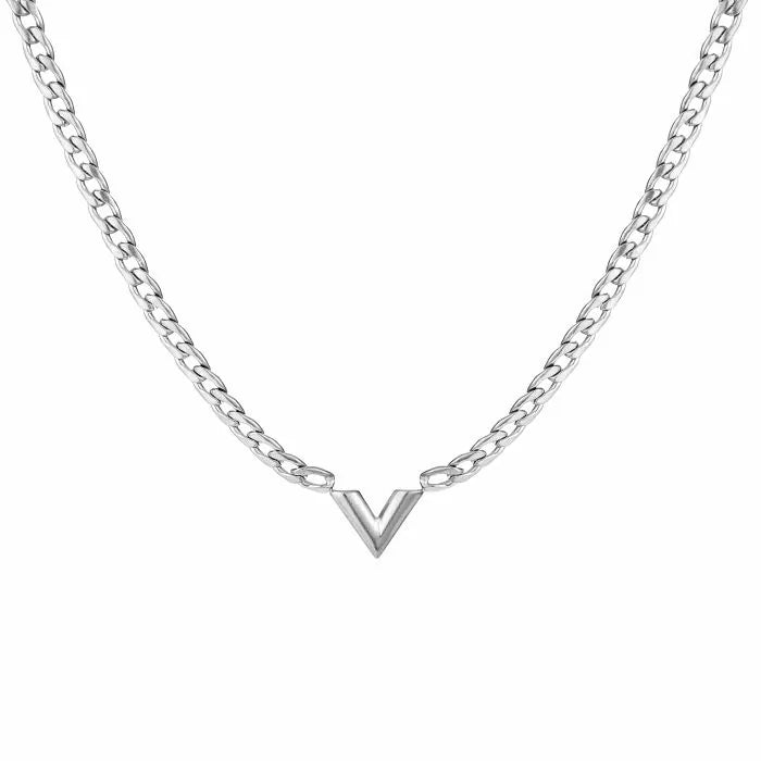 V Chain Necklace - Silver