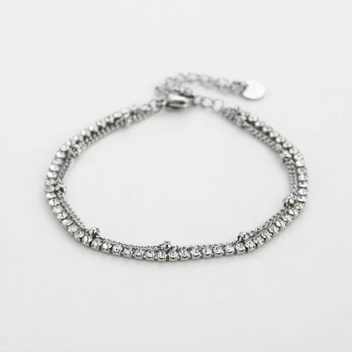 Double Strass Bracelet - Silver