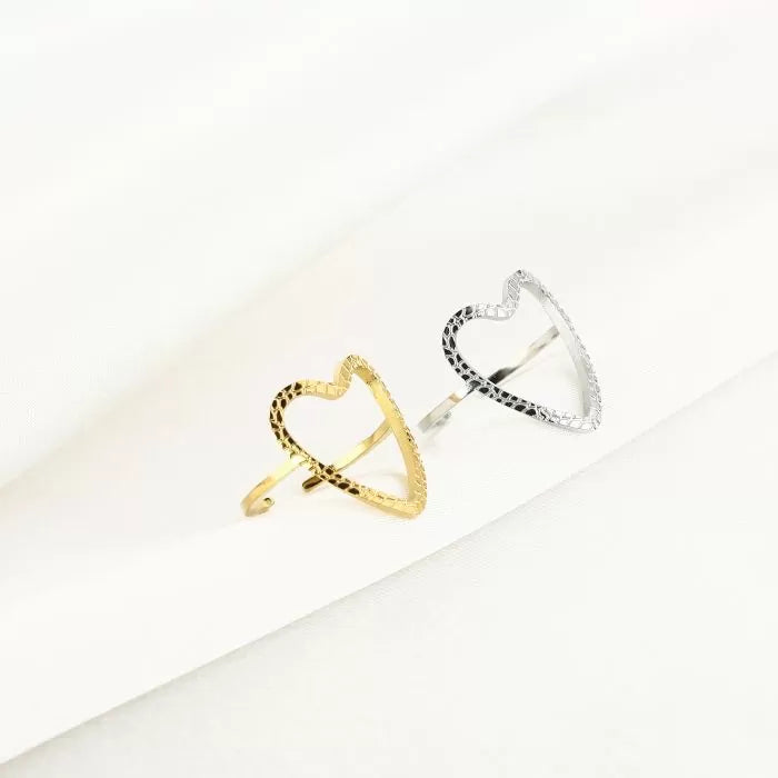 Dot Heart Ring - Silver