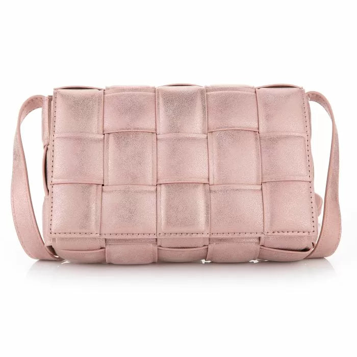 Gevlochten Tas - Metallic Oud Roze