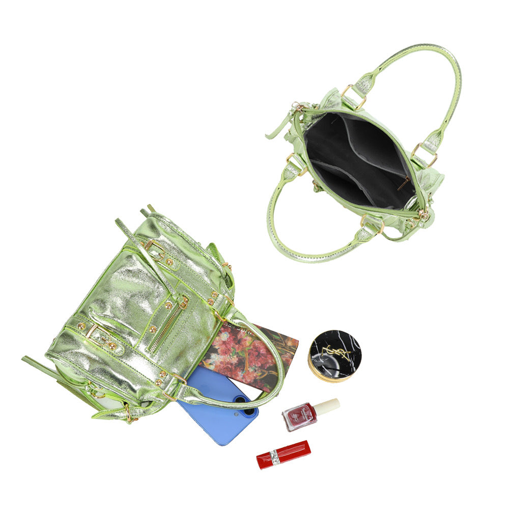 Liv Shiny Medium Tas - Metallic Appeltjes Groen