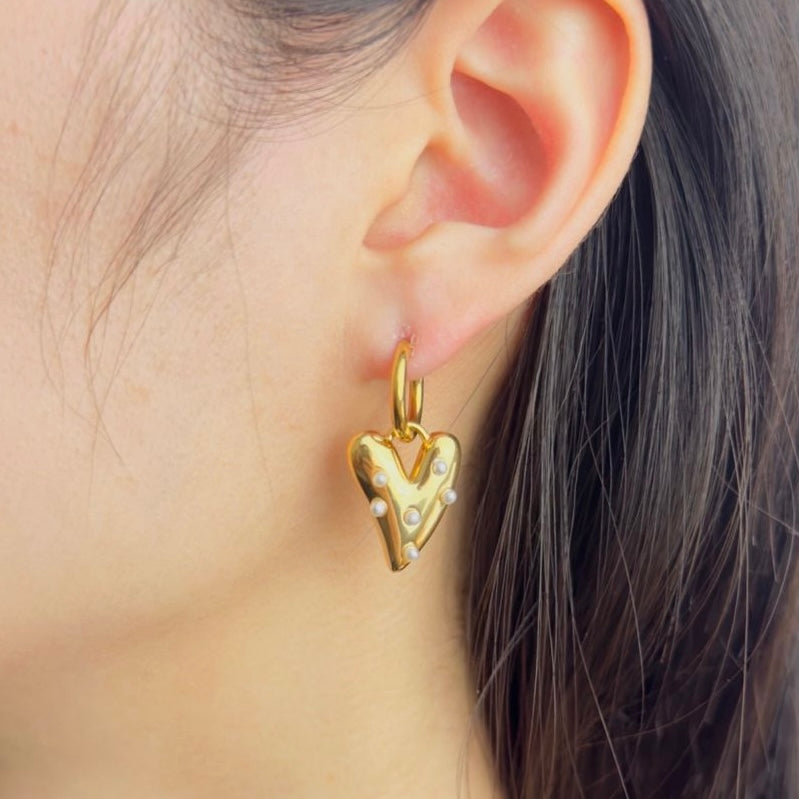 Parels Heart Mini Earrings - Gold