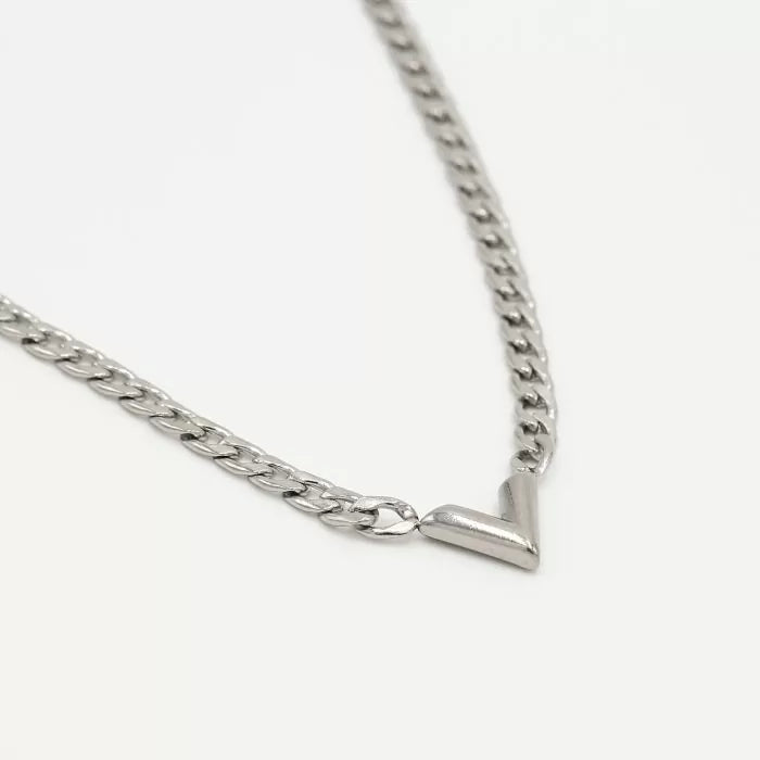 V Chain Necklace - Silver