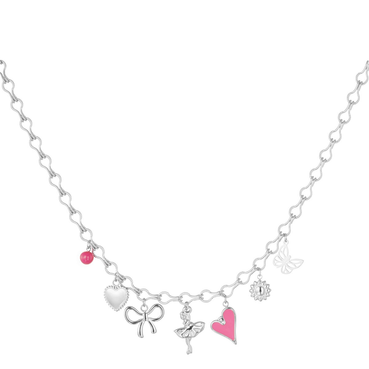 Figure Girly Pink Necklace - Silver - Sieradenbycelin Sieradenbycelin Sieradenbycelin