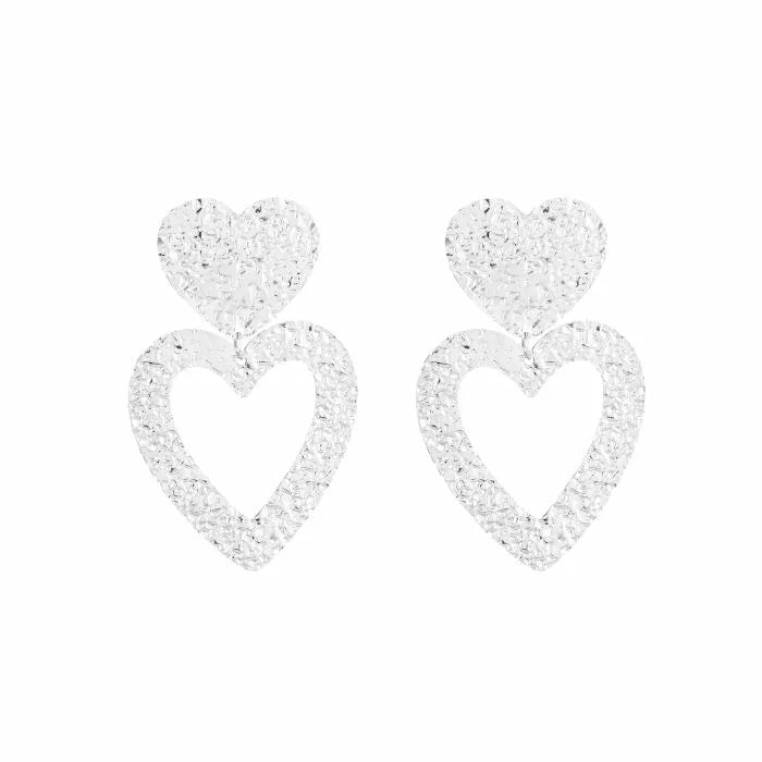 Veronique Heart Earrings - Silver