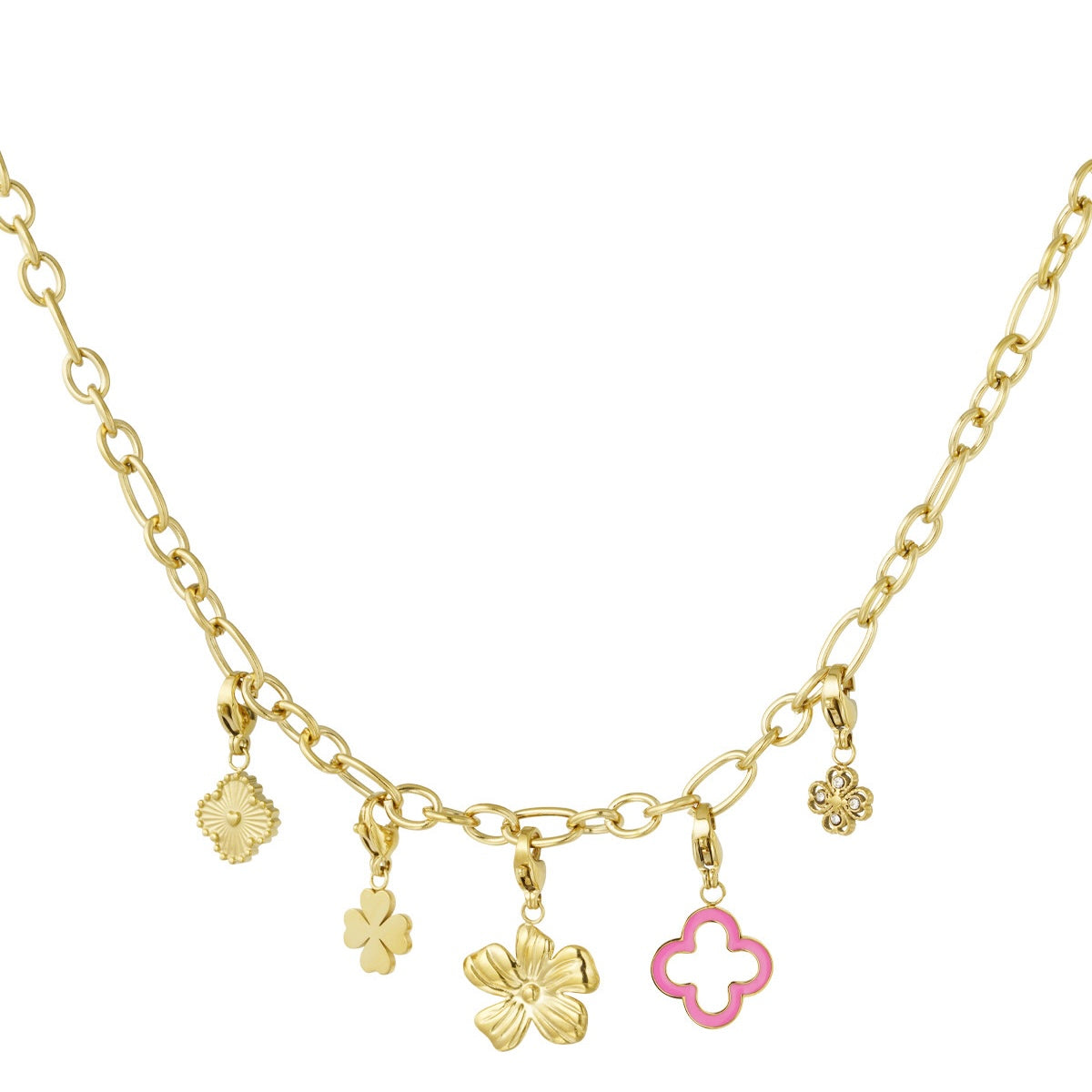 Figure Heart Flower Necklace - Gold - Sieradenbycelin Sieradenbycelin Sieradenbycelin