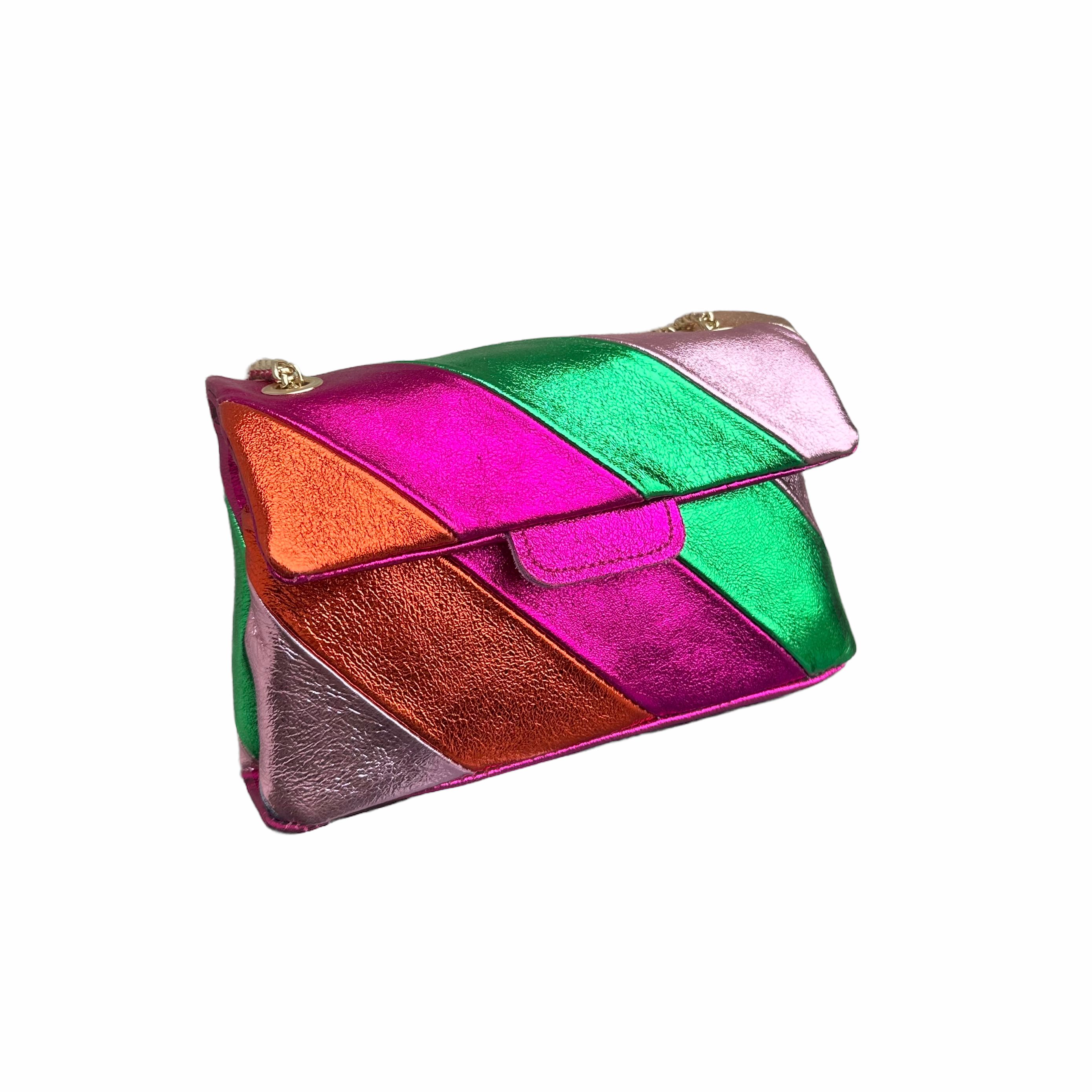 Tas Metallic Regenboog Disco - Echt Leer