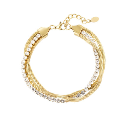 Zirkonia Double Bling Bracelet - Gold