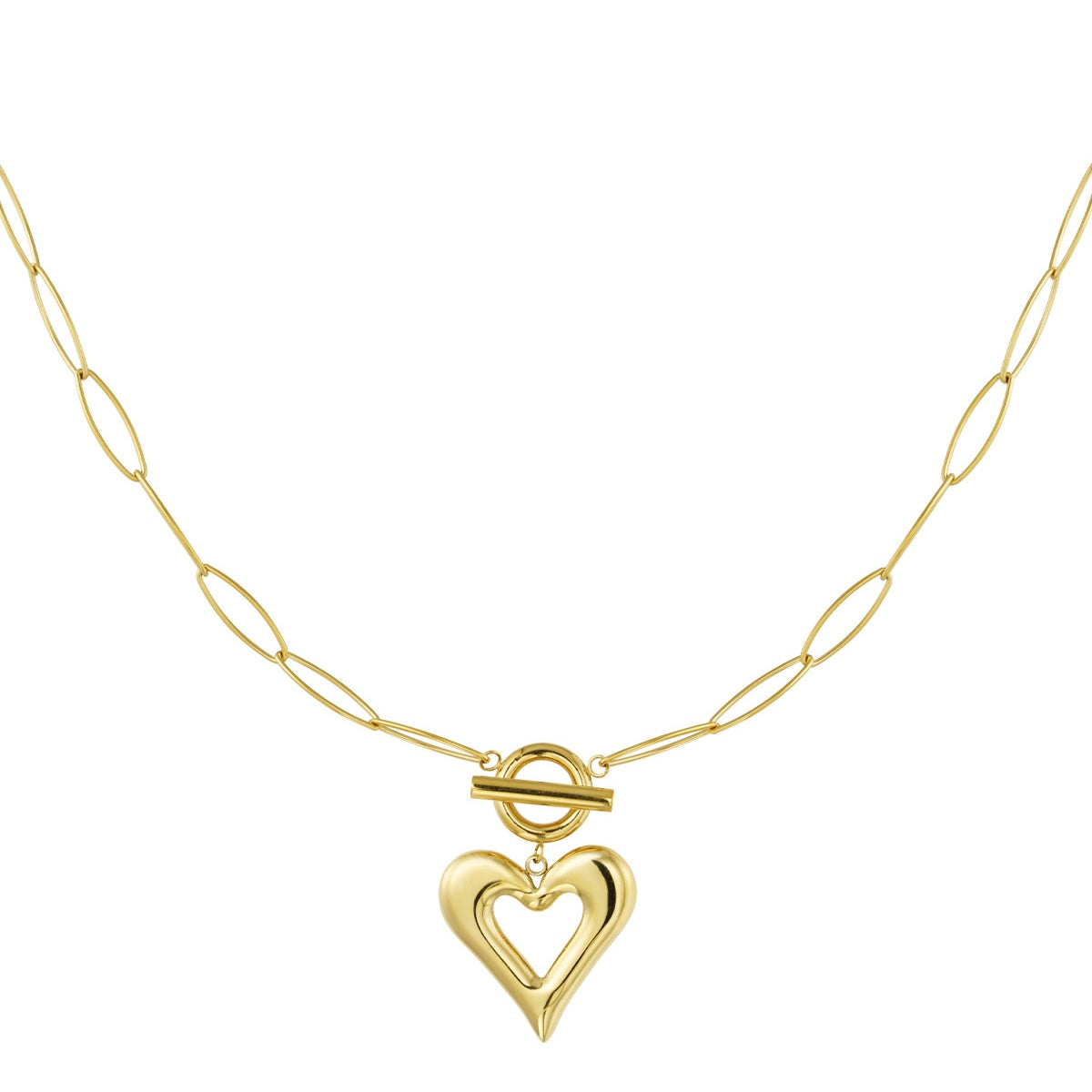 Chain Open Heart Necklace - Gold