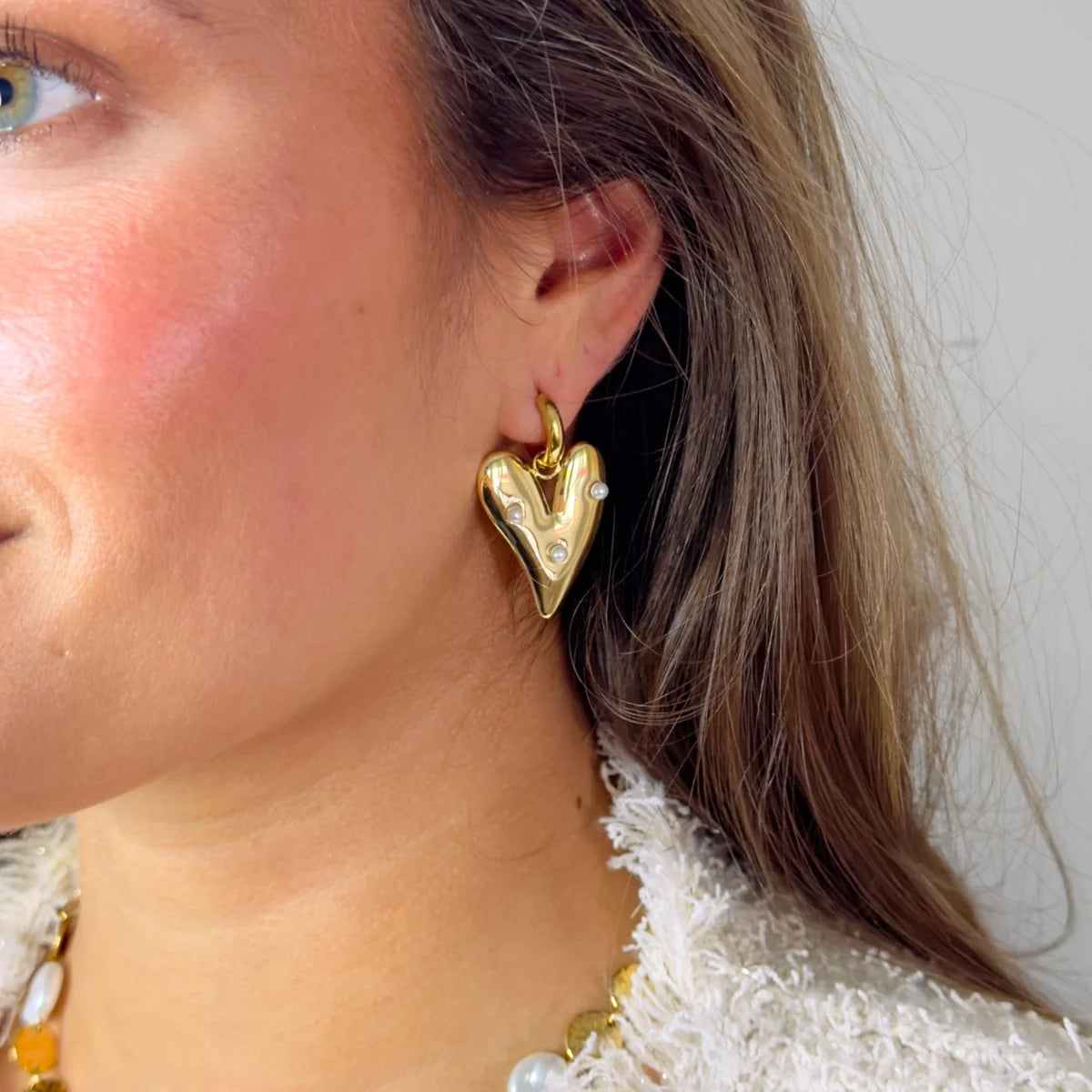 Parels Heart Earrings - Gold