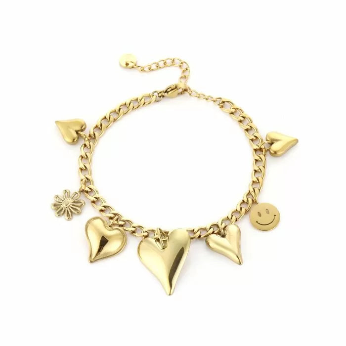 Figure Smile Charms Bracelet - Gold