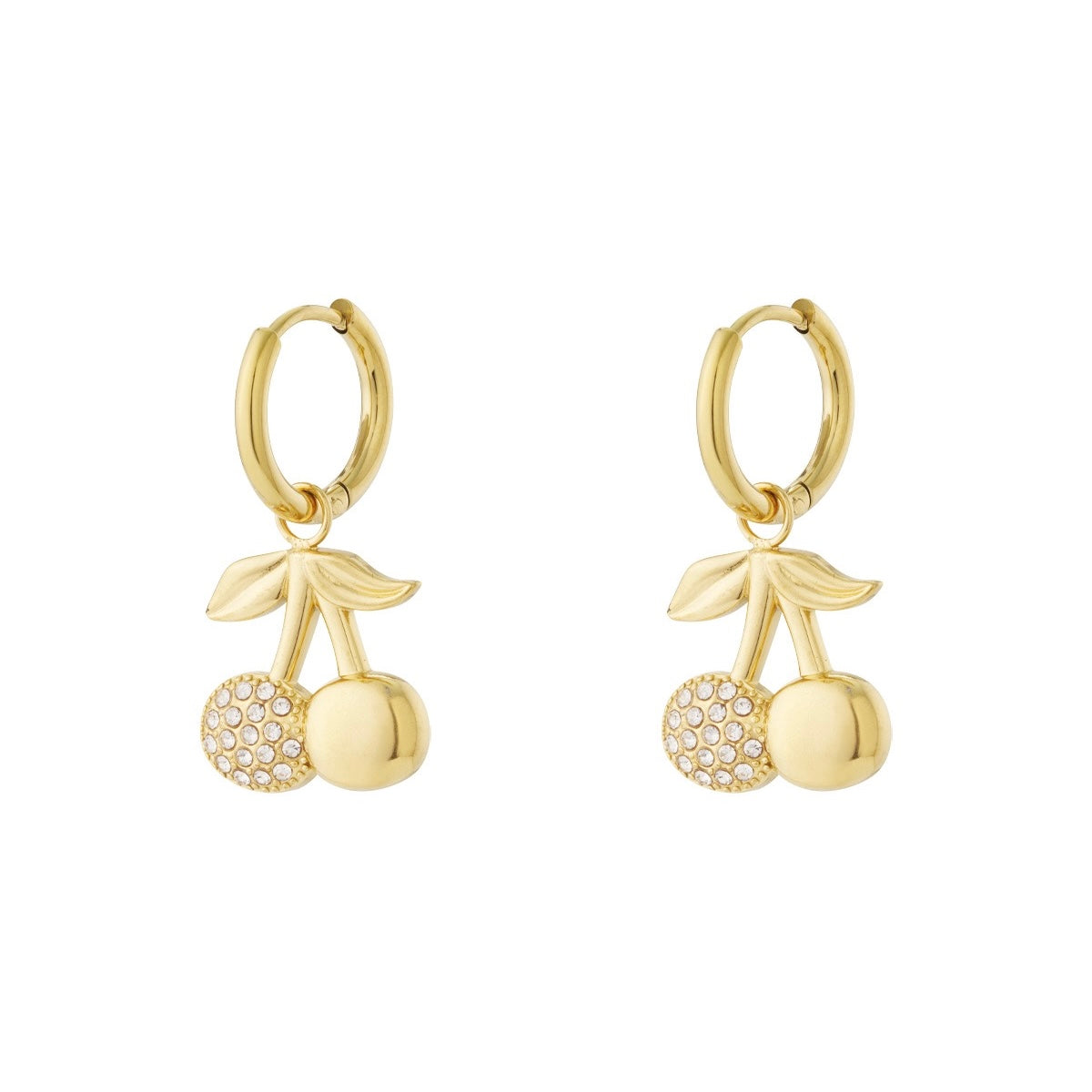 Cherry Glitter Earrings - Gold