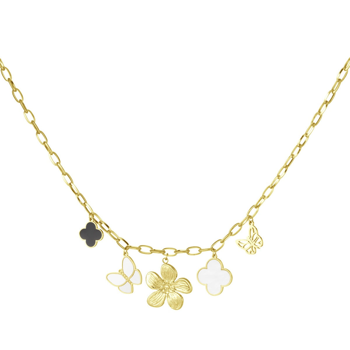 Figure Flower BW Necklace - Gold - Sieradenbycelin Sieradenbycelin Sieradenbycelin