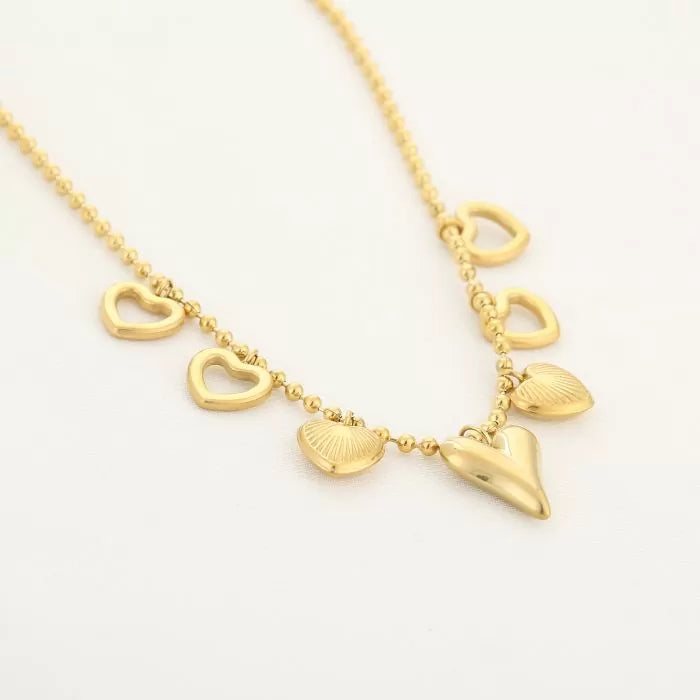 Bedels Statement Hearts Necklace - Gold