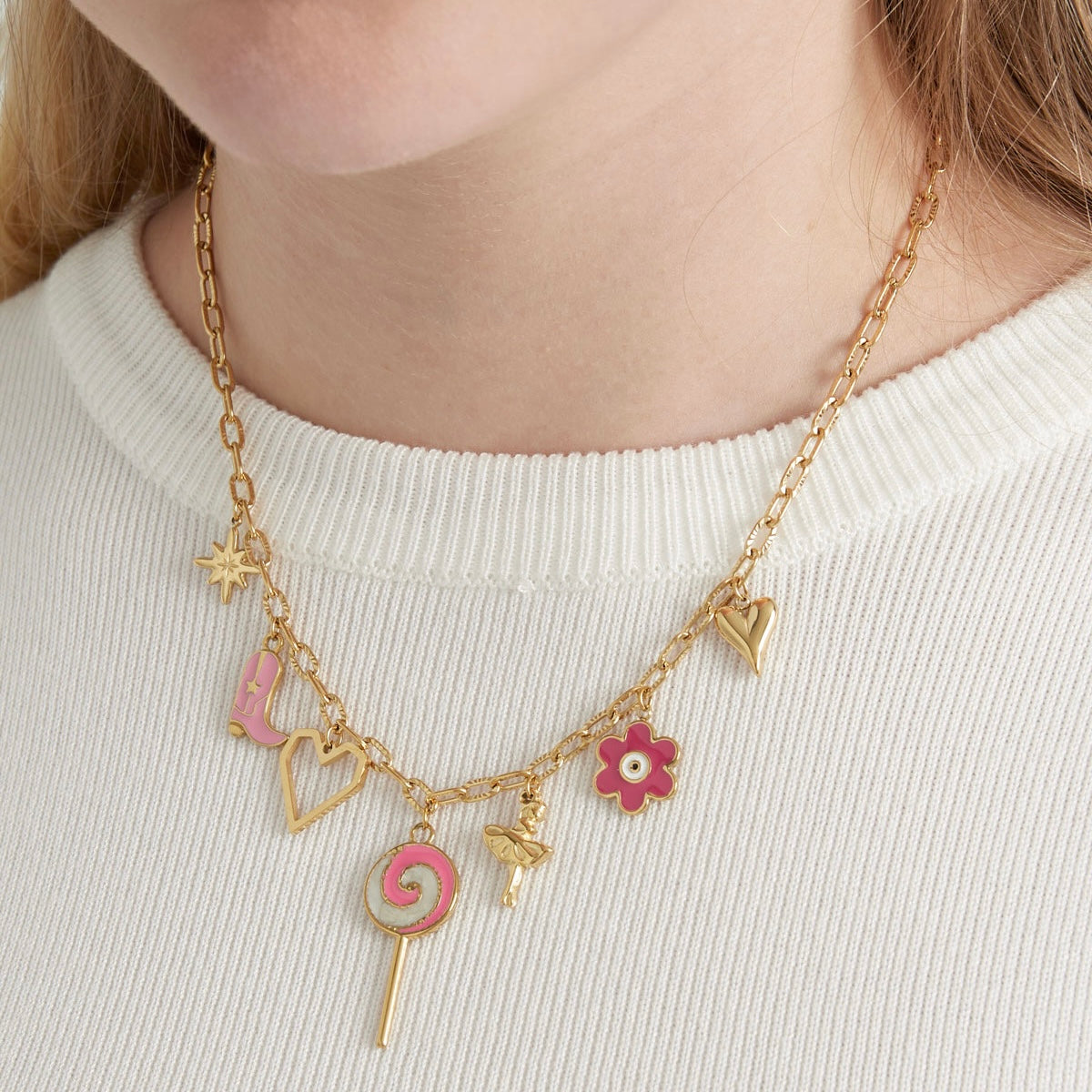 Figure Lollypop Necklace - Gold