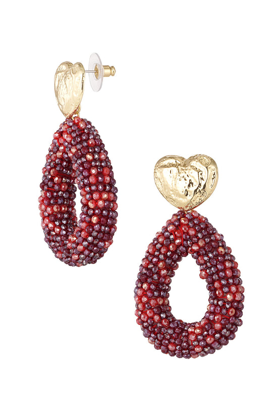 Best Heart Earrings - Goud met Rood