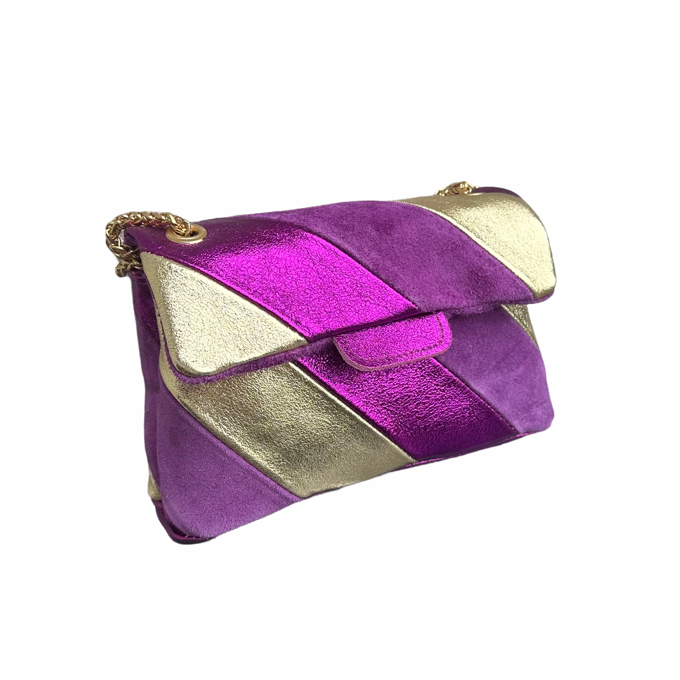 Tas Metallic Regenboog Paars - Echt Leer