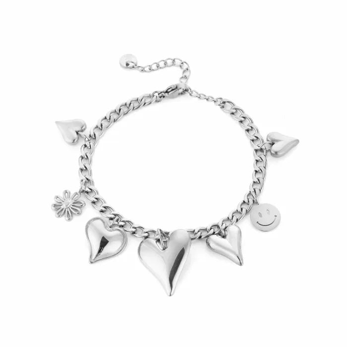 Figure Smile Charms Bracelet - Silver