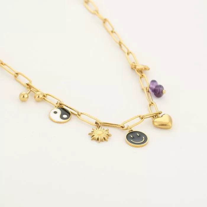 Best Smiley Yin Yang Necklace - Gold