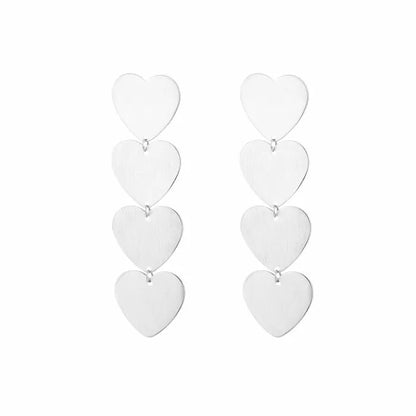 Statement Heart Earrings - Silver