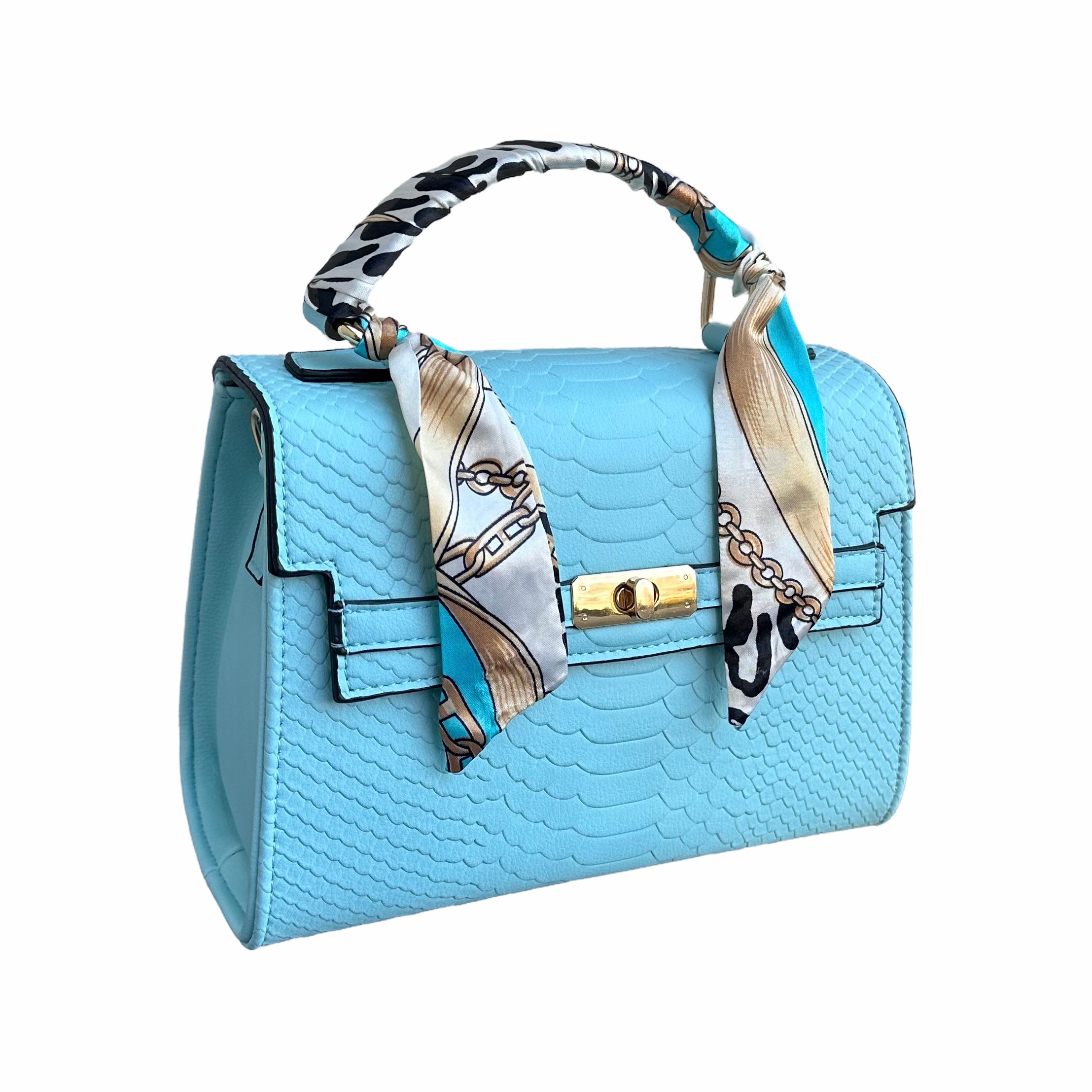 Tas met Sjaal Croco Groot - Sky Blauw