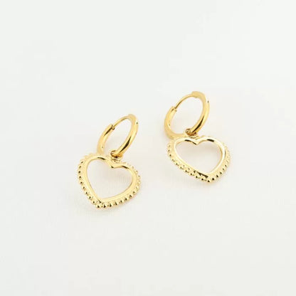 Dot Heart Earrings - Gold