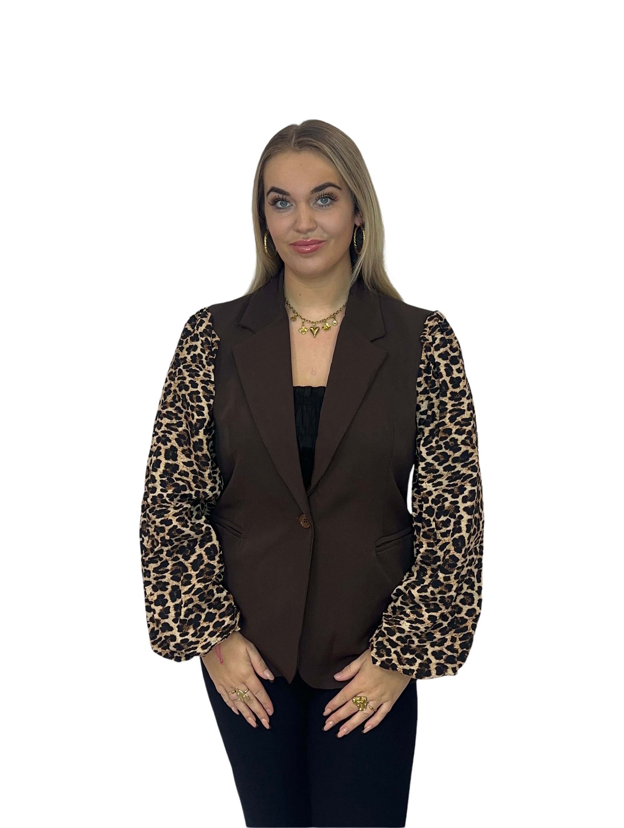 Celina Blazer Lang - Bruin Leopard