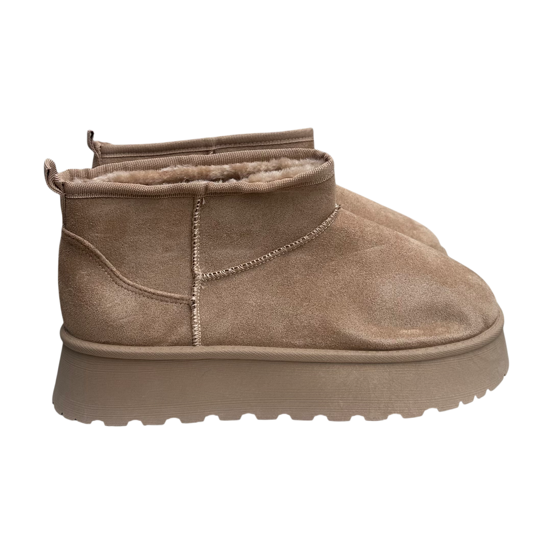 Fluffy Boots Hoge Zool - Taupe