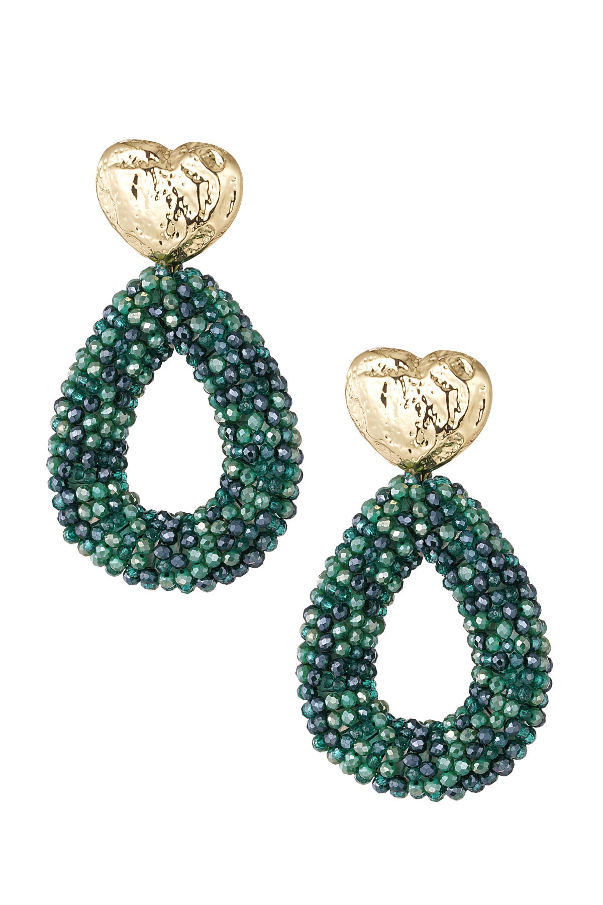 Best Heart Earrings - Goud met Groen