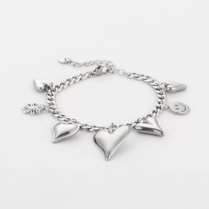 Figure Smile Charms Bracelet - Silver