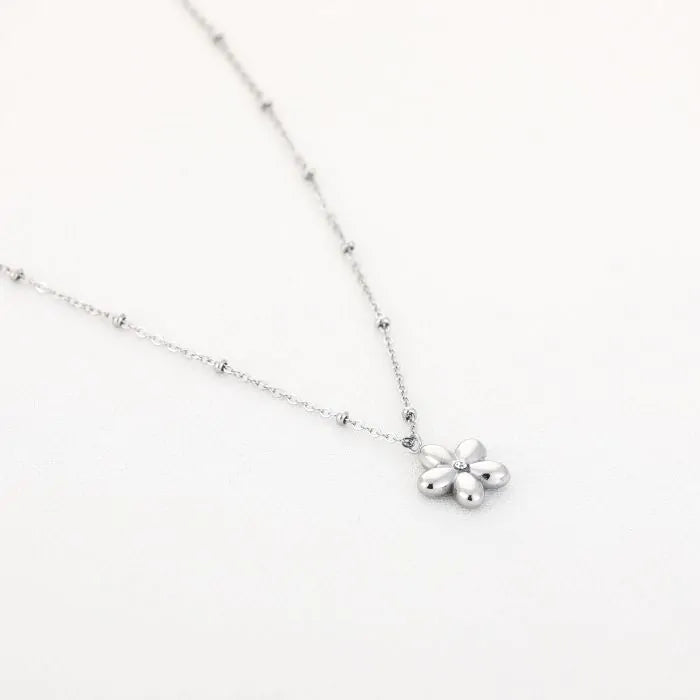 Flower Necklace - Silver