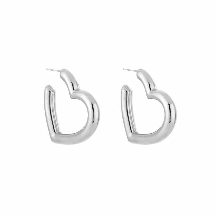 Heart Shape Earrings - Silver