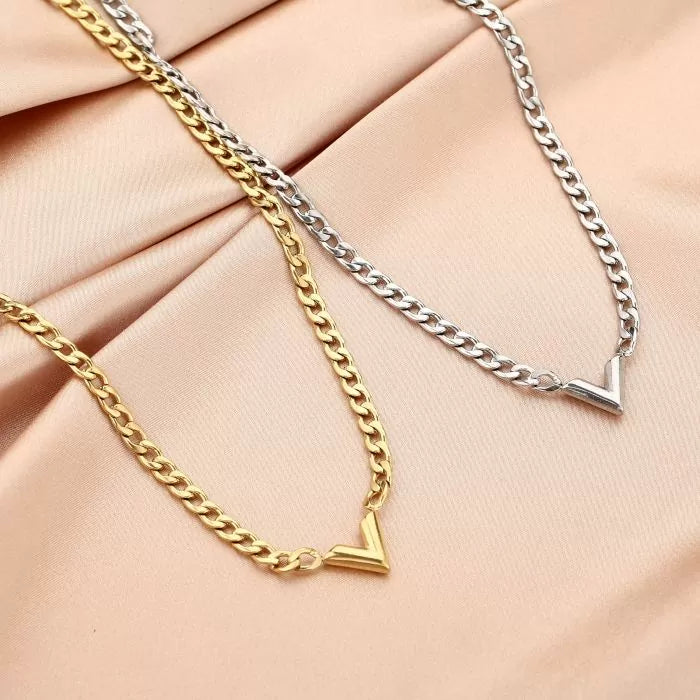 V Chain Necklace - Gold