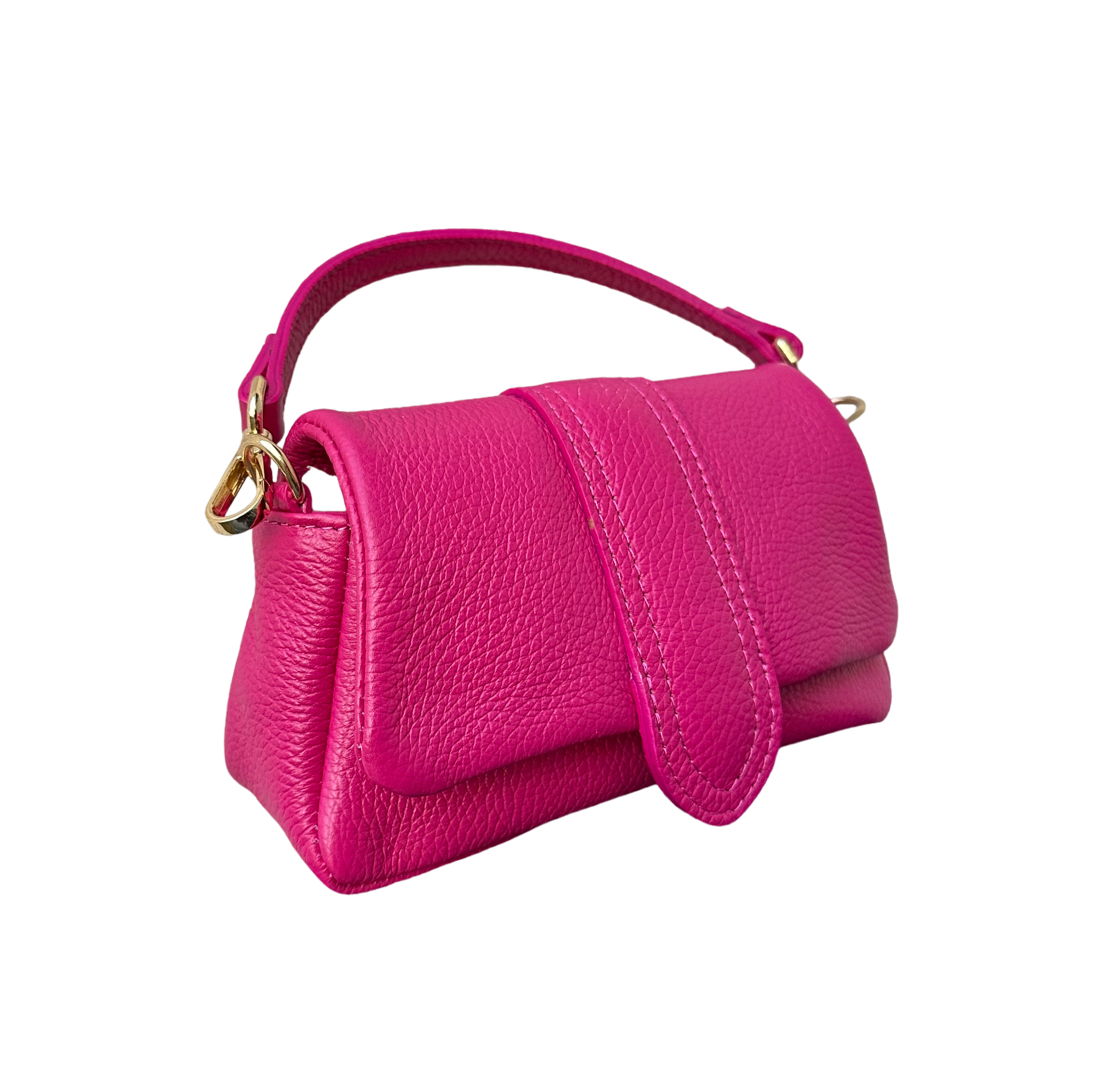 Linda Tas Echt Leer - Fuchsia Roze