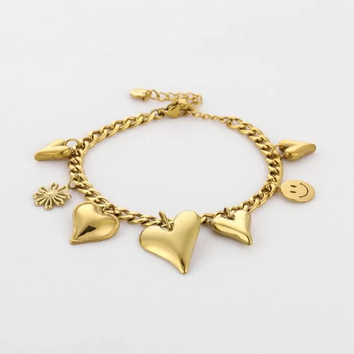 Figure Smile Charms Bracelet - Gold