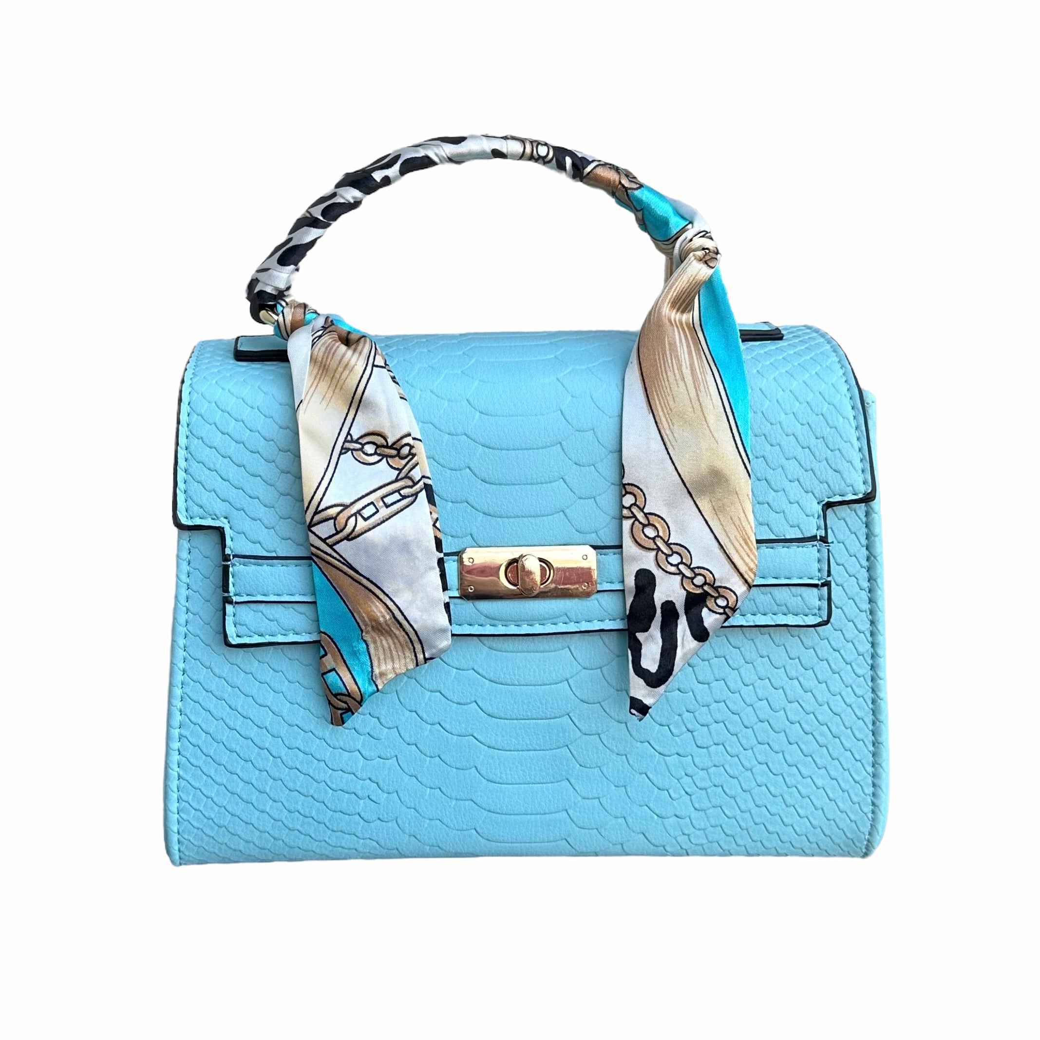 Tas met Sjaal Croco Groot - Sky Blauw