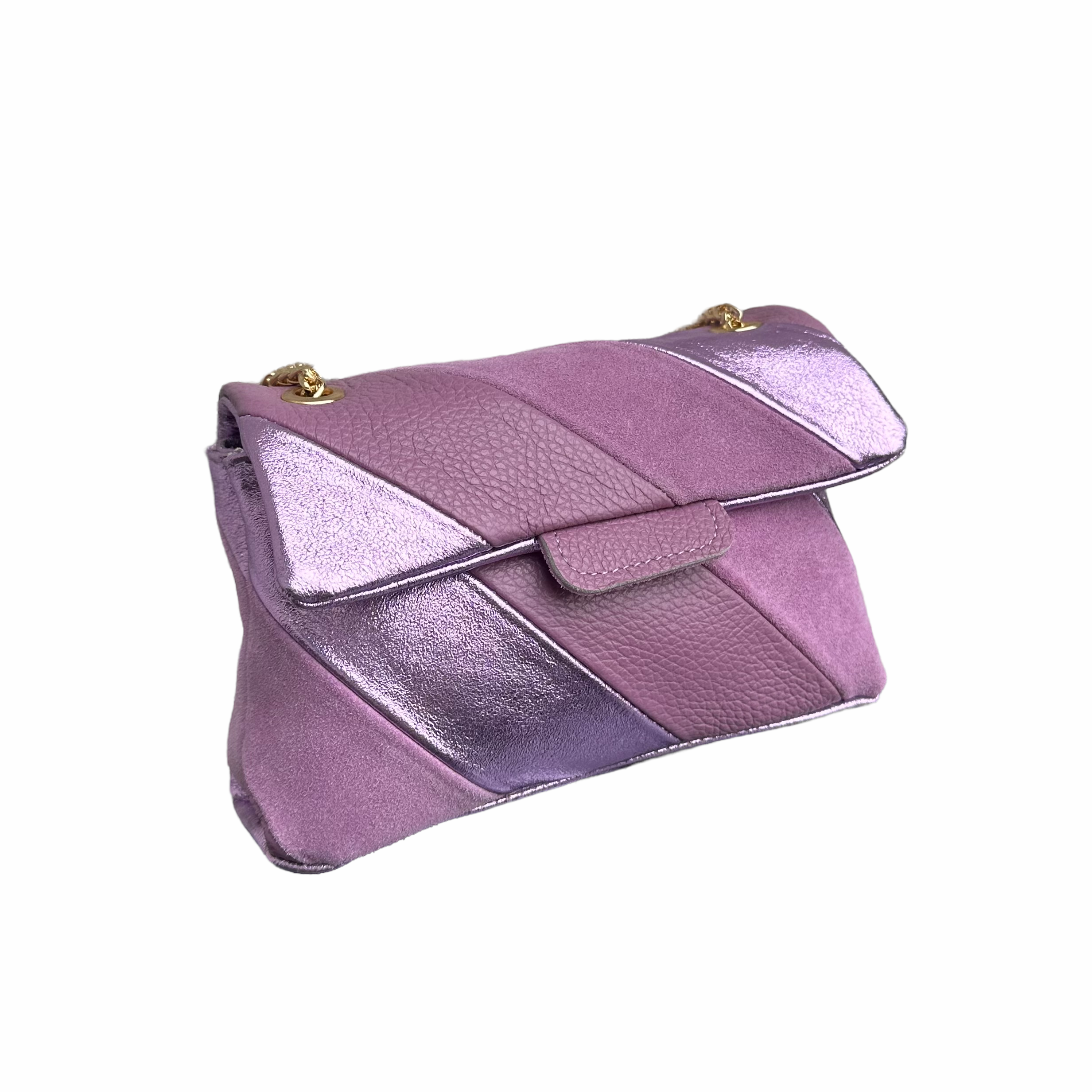 Tas Metallic Regenboog Lila - Echt Leer