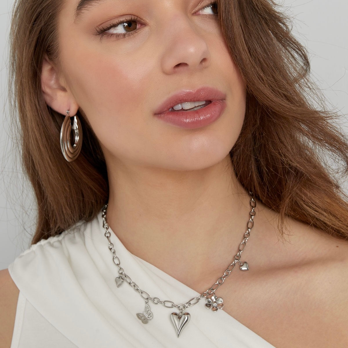 Figure Love Butterfly Necklace - Silver