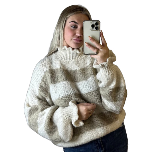 Ruffel Knit - Strepen Taupe