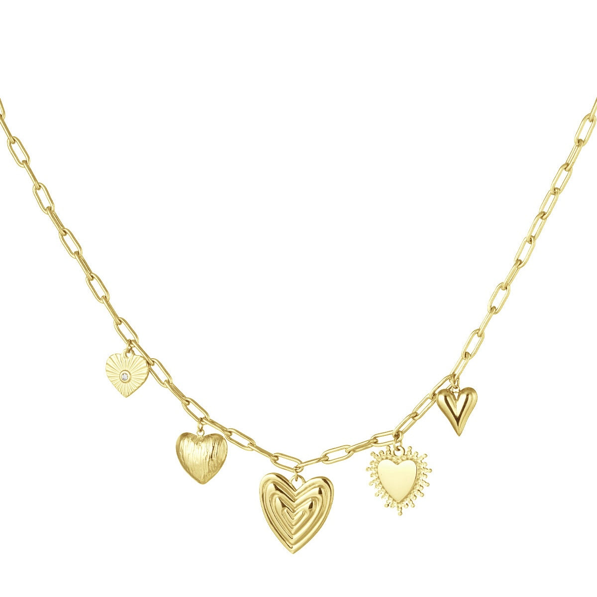 Figure Flower Love Necklace - Gold