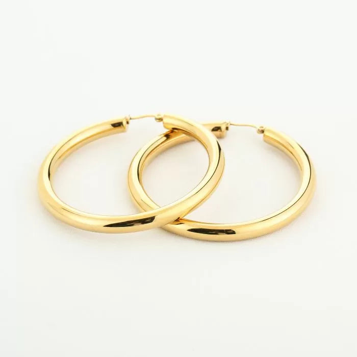 Basic Large Carlijn Hoops Earrings - Gold